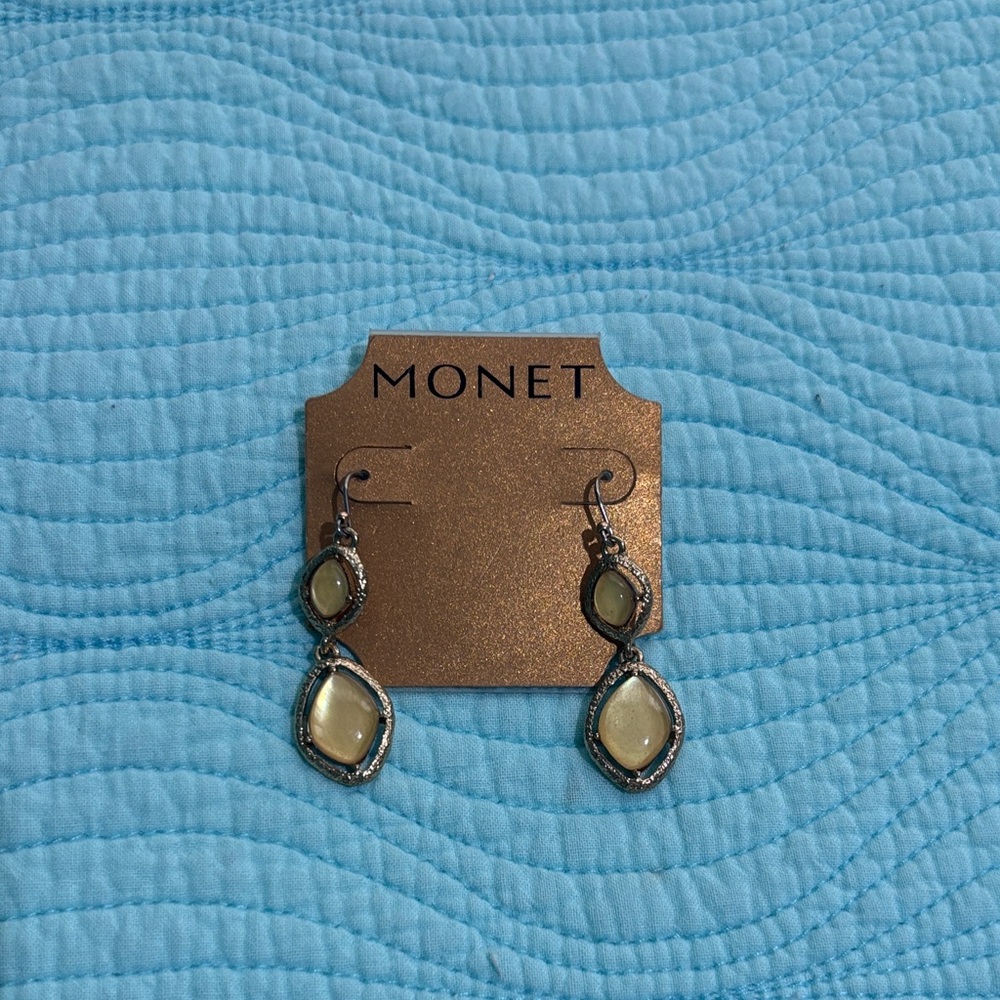 Monet Gold Tone Drop Earrings